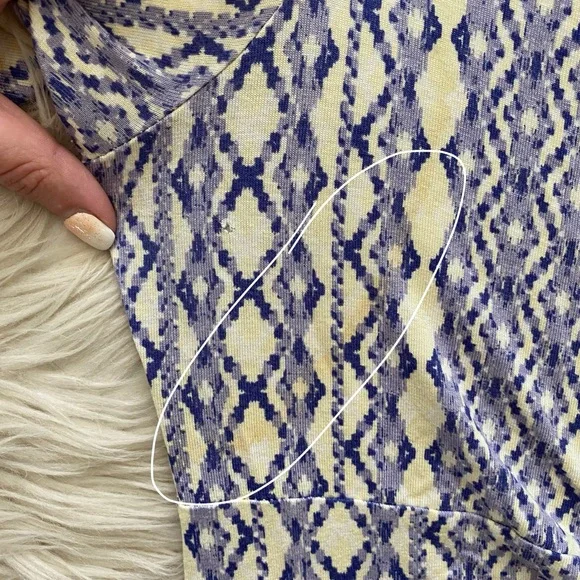 Seraphine Purple Yellow Geometric Short Sleeve Aztec Front Twist Maternity Dress - Picture 14 of 15